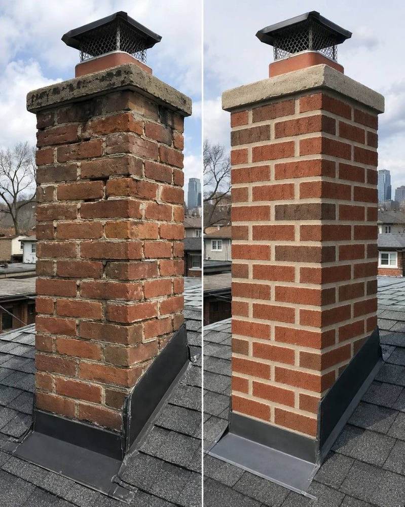 Chimney repairs before and after in Dublin
